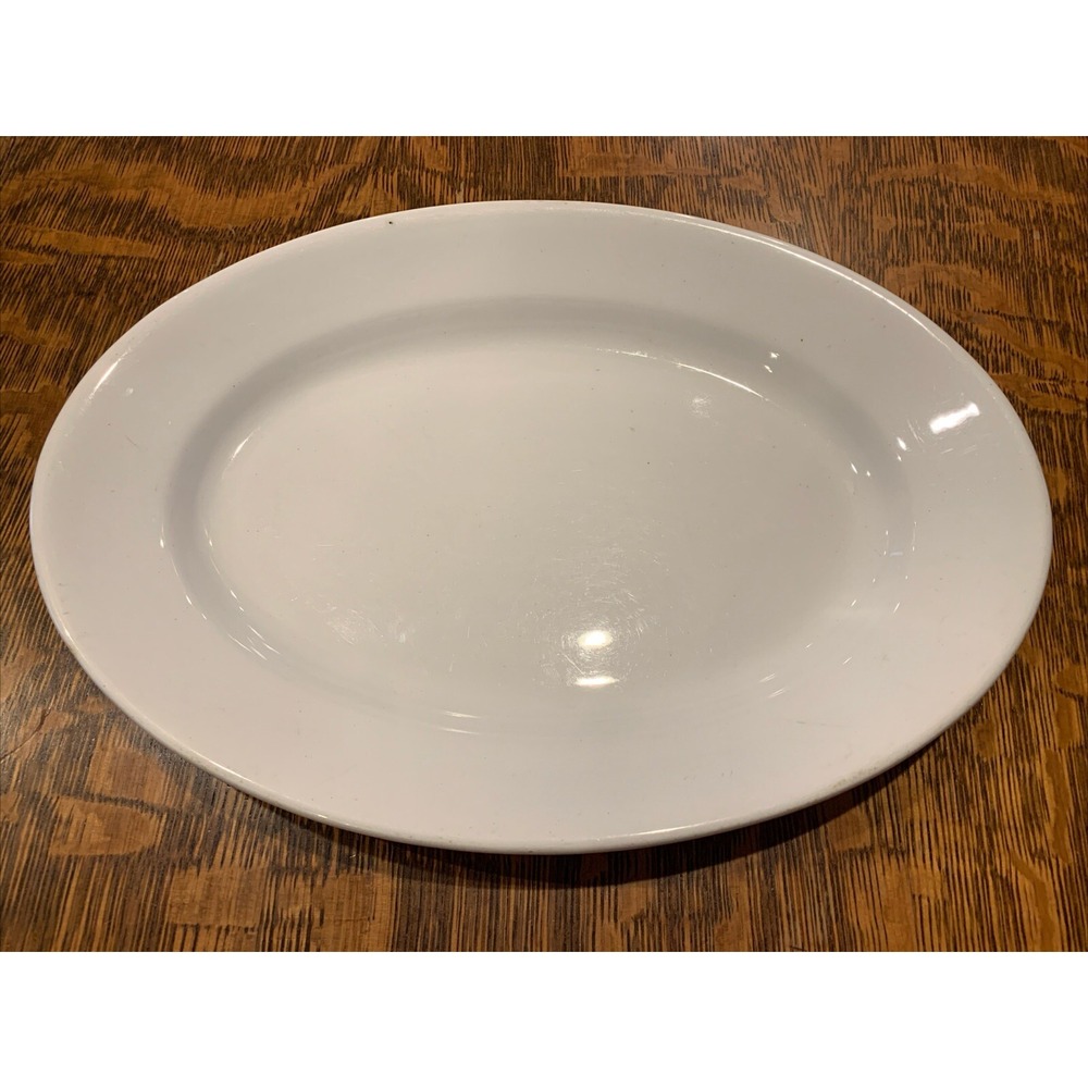 Vtg J&G Meakin Ironstone China Platter Hanley England White Farmhouse 14.5" Oval
